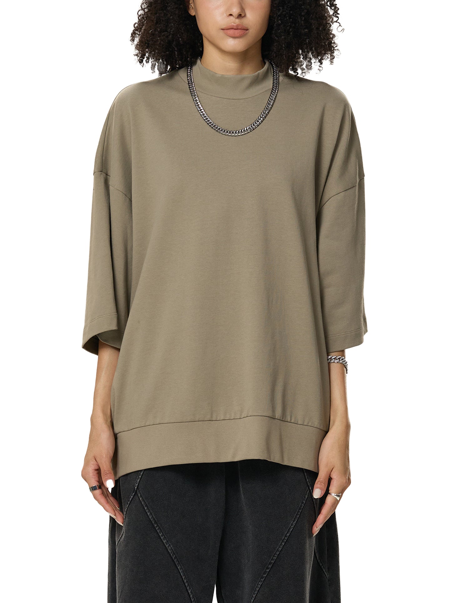 Dimes Club Heavyweight Oversized Mock Neck T-shirt