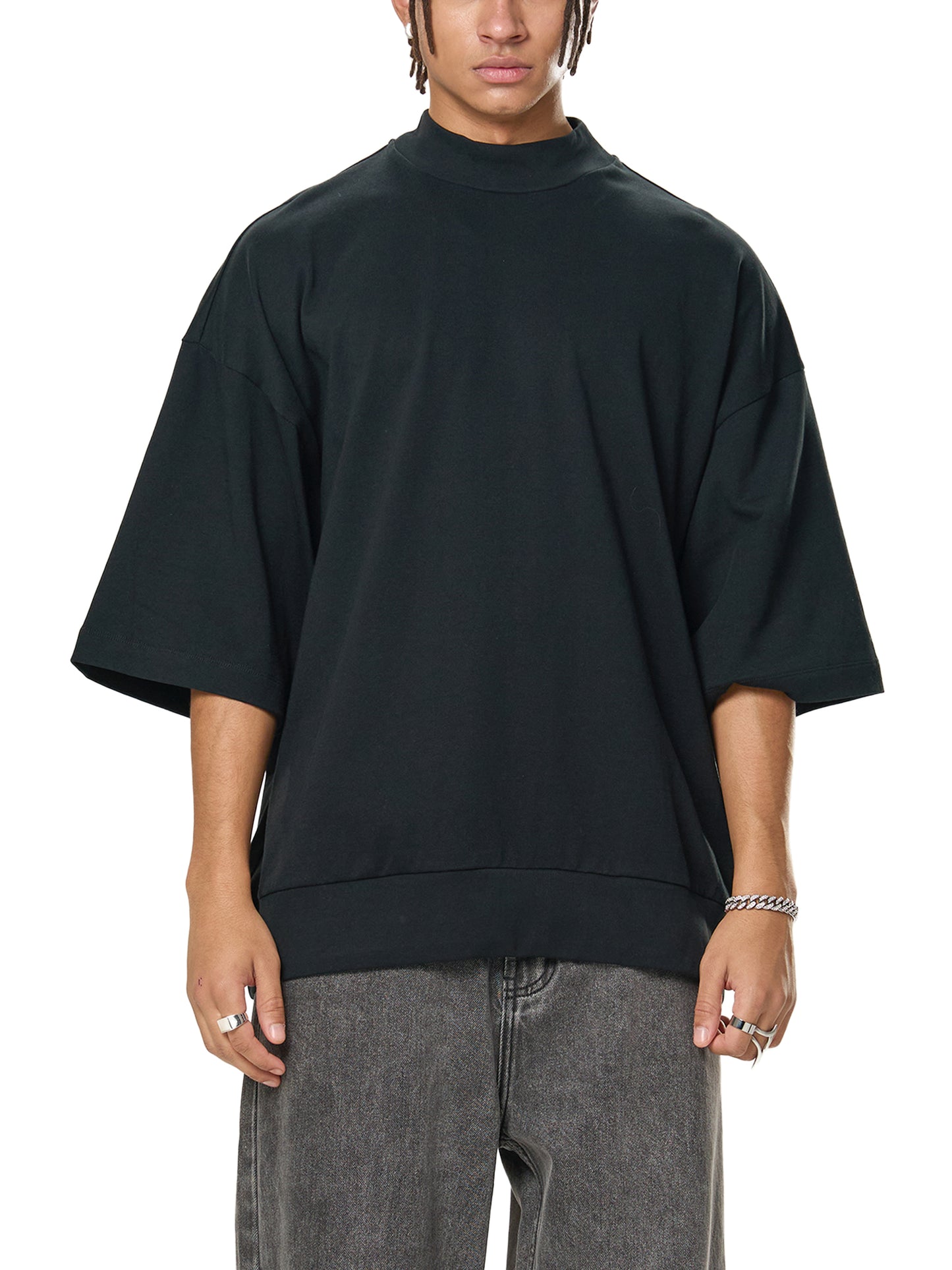 Dimes Club Heavyweight Oversized Mock Neck T-shirt